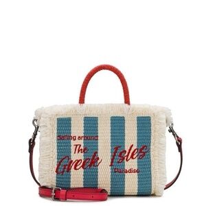 Patricia Nash Sailing Around Greek Isles Straw Tote Bag NWT